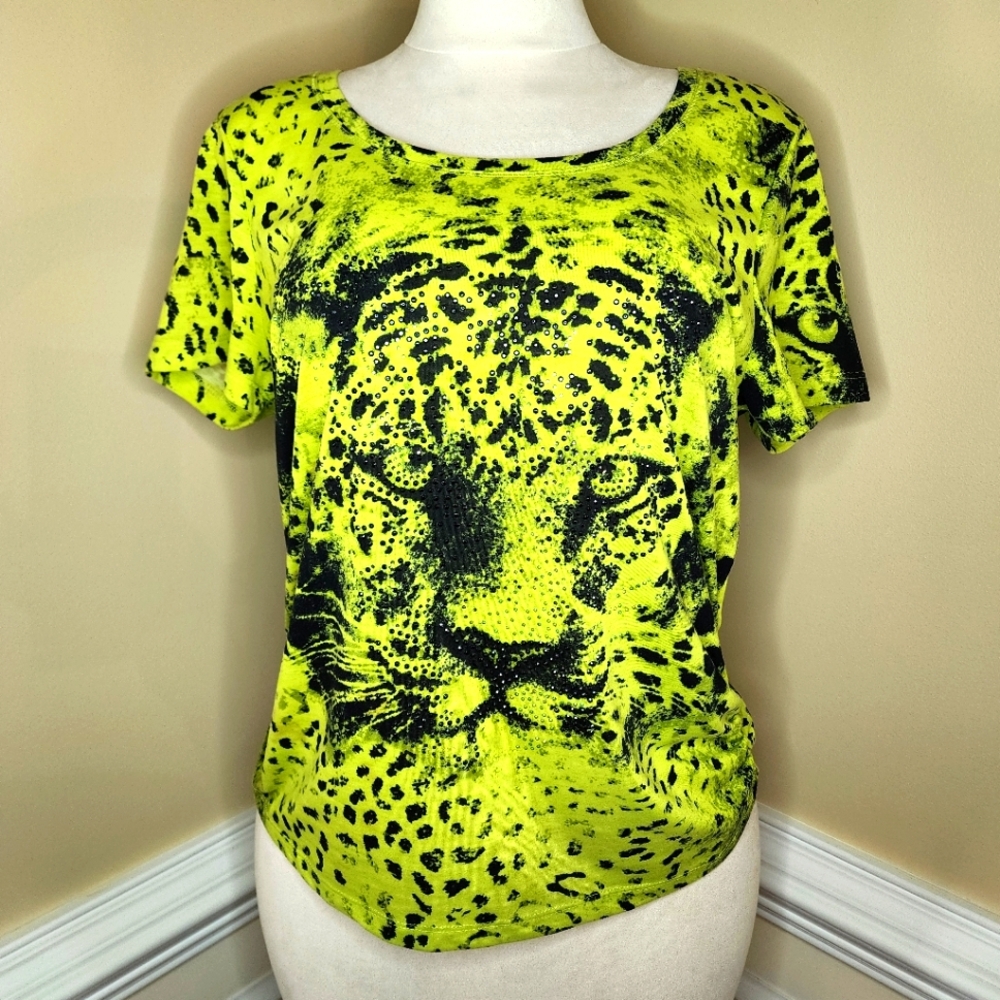 Thomas & Olivia Jeweled Leopard Print Shirt